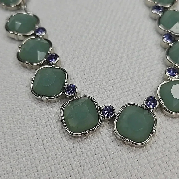 Lia Sophia Statement Necklace in Silver with Mint Green and Blue Accents - Picture 7 of 13